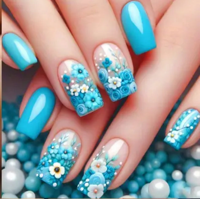 Blue Blossom - Nails and Case Duo