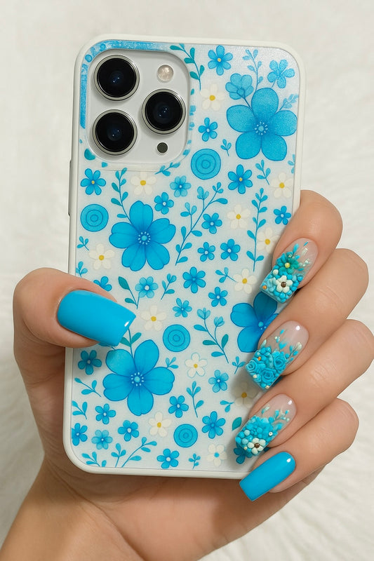 Blue Blossom - Nails and Case Duo
